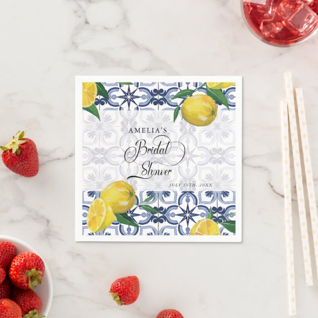 Lovely Script Heart | Lemon | Bridal Shower Napkin (Insitu)