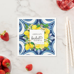 Lovely Script Heart   Lemon   Bridal Shower Napkin