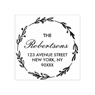 lovely script home address rubber stamp