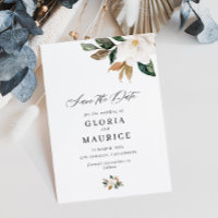 lovely script Magnolia floral Save the Date