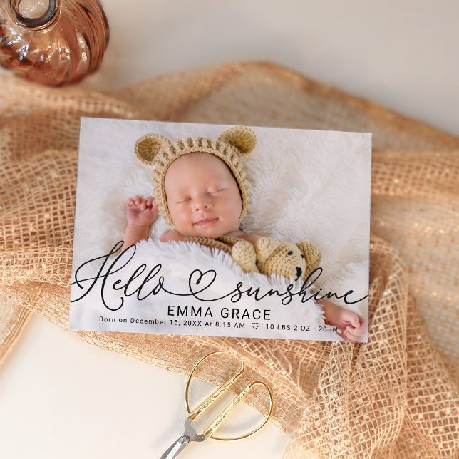 Lovely Script Photo Birth Announcement Cards (Creator Uploaded)