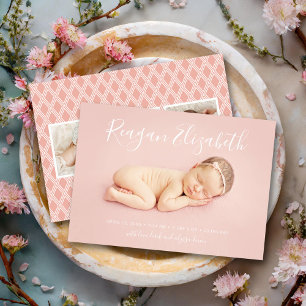 Lovely Script Photo Overlay Birth Announcement