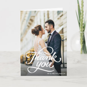 lovely script   Thank you wedding Card