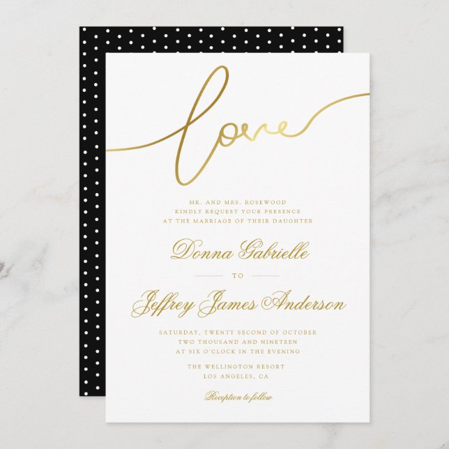 lovely script wedding invitation (Front/Back)