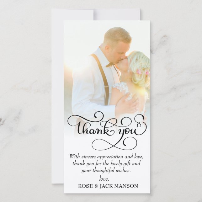lovely script wedding thank you card (Front)