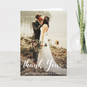 lovely script wedding thank you card