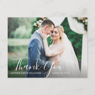 lovely script wedding thank you photo card