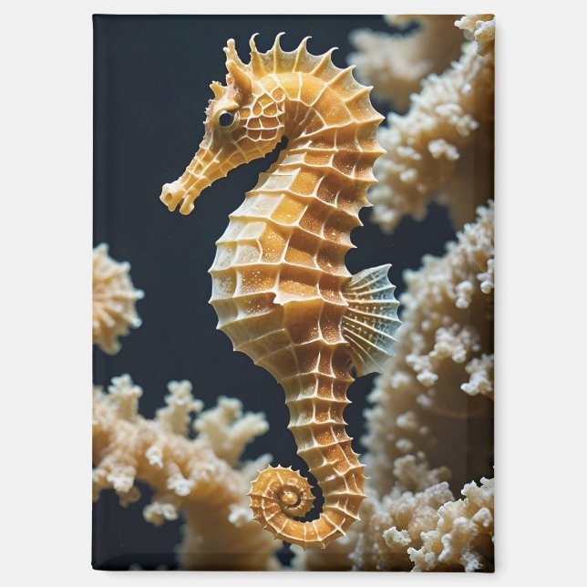 Lovely Seahorse And Coral Magnet (Front)