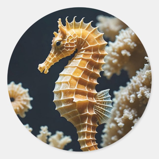 Lovely Seahorse Round Sticker (Front)