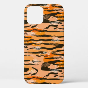 Lovely seamless tiger pattern, peach colour iPhone 12 case