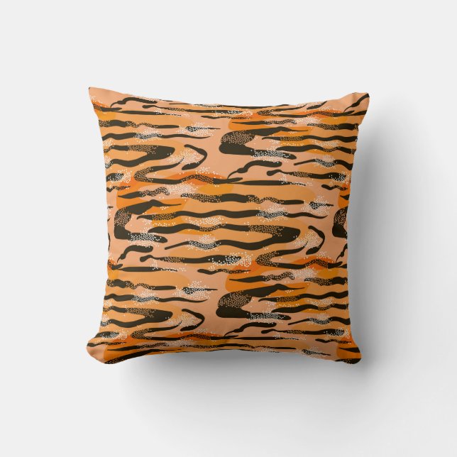 Lovely seamless tiger pattern,peach colour cushion (Front)