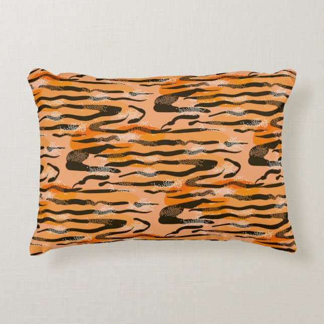 Lovely seamless tiger pattern,  peach colour decorative cushion (Front)