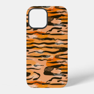 Lovely seamless tiger pattern, peach colour iPhone 12 case