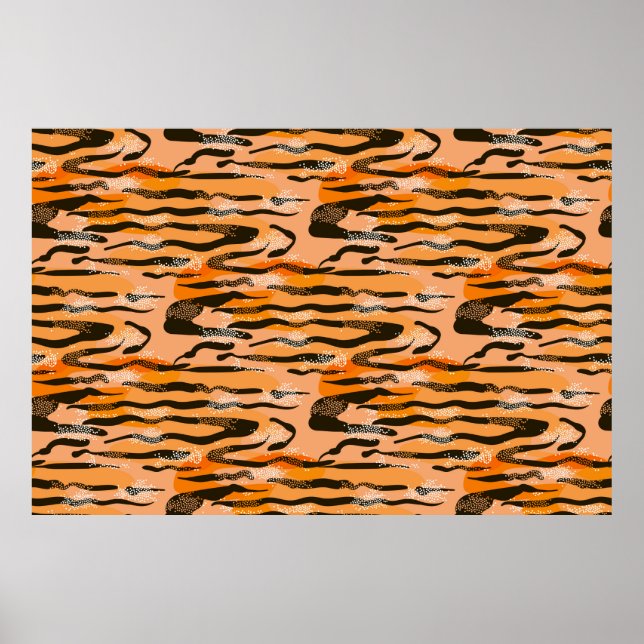Lovely seamless tiger pattern,peach colour poster (Front)