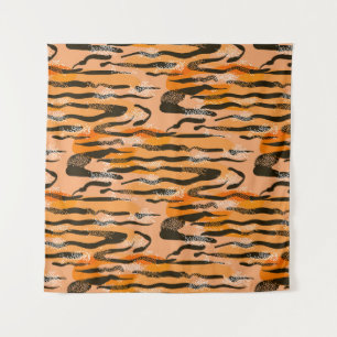 Lovely seamless tiger pattern,peach colour tapestry