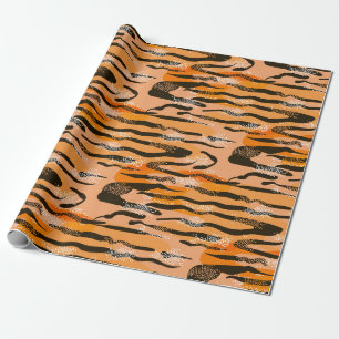 Lovely seamless tiger pattern,peach colour wrapping paper