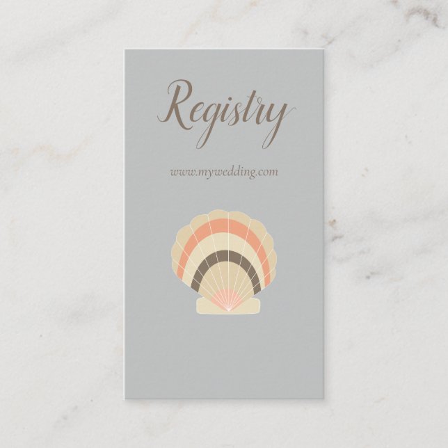 Lovely Seashell Beach themed Wedding Registry Enclosure Card (Front)