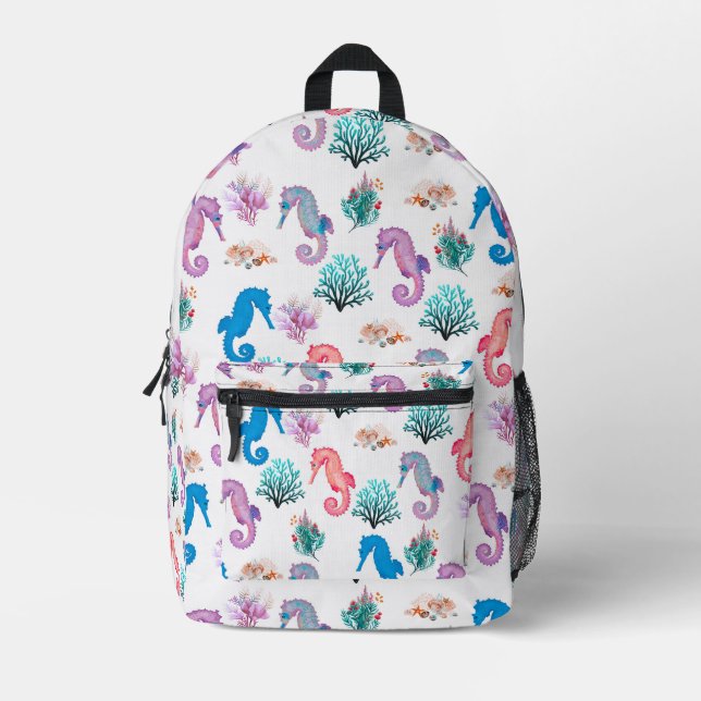 Lovely Seashorses Printed Backpack (Front)