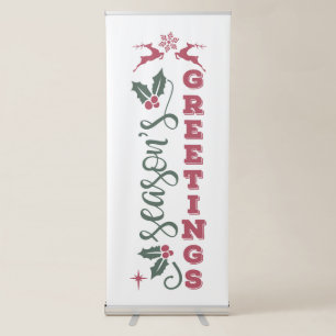 Lovely Season's Greetings Red Green Christmas Retractable Banner