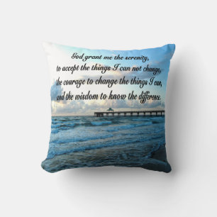 LOVELY SERENITY PRAYER OCEAN AND WAVES PHOTO CUSHION