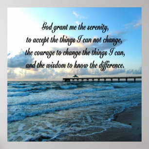 LOVELY SERENITY PRAYER OCEAN AND WAVES PHOTO POSTER