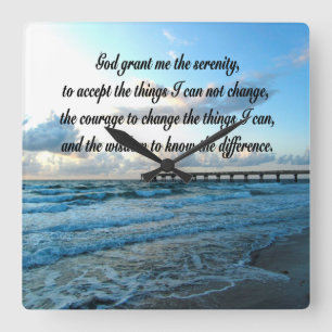 LOVELY SERENITY PRAYER OCEAN AND WAVES PHOTO SQUARE WALL CLOCK