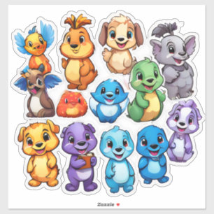 Lovely set of cartoon animal stickers