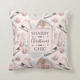 Lovely Shabby Chic Pink Christmas Pattern Cushion