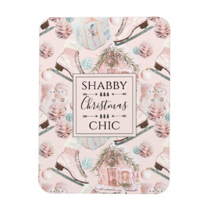Lovely Shabby Chic Pink Christmas Pattern Magnet
