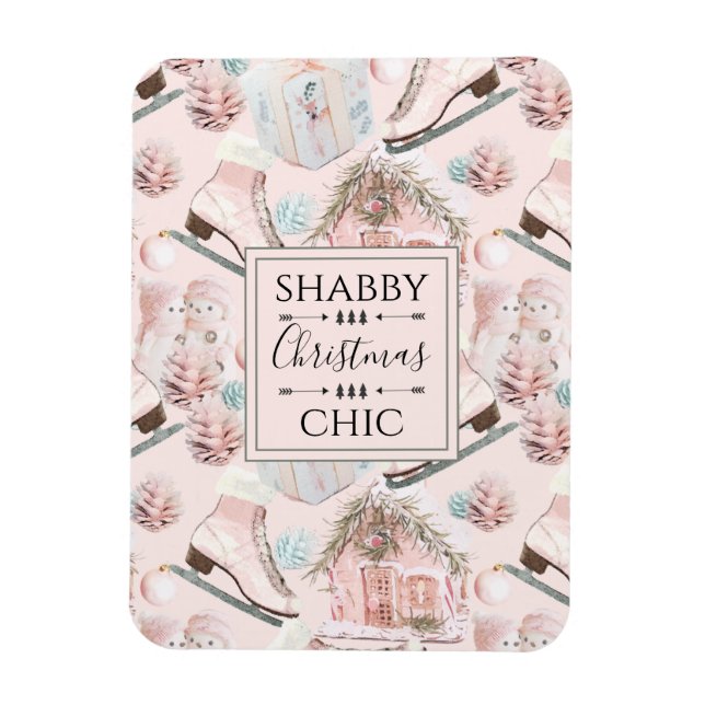 Lovely Shabby Chic Pink Christmas Pattern Magnet (Vertical)