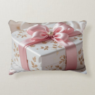 lovely silk pink gift box decorative cushion