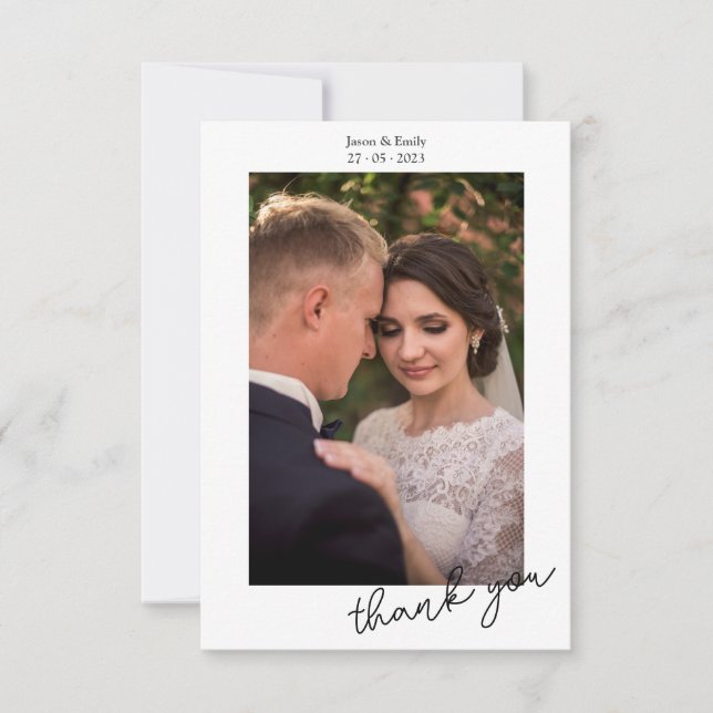 Lovely Simple Wedding Photo Thank You Card (Front)