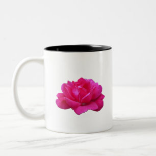 lovely single pink rose flower Two-Tone coffee mug