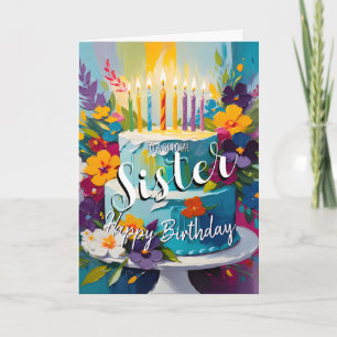 Lovely sister happy birthday cake birthday card