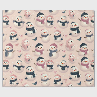 lovely snow man design wrapping paper