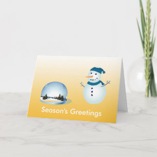 Lovely snowman and snowy world seasons greetings holiday card