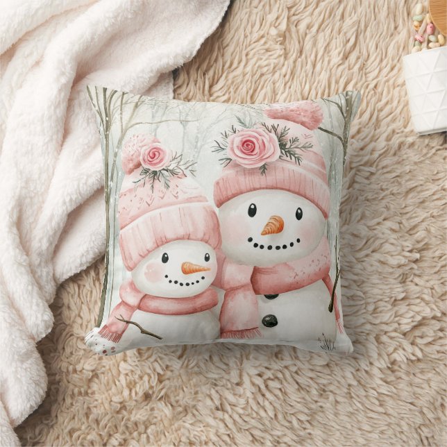 Lovely Snowman Family Cushion (Blanket)