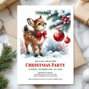Lovely snowy forest Christmas kids invite digital