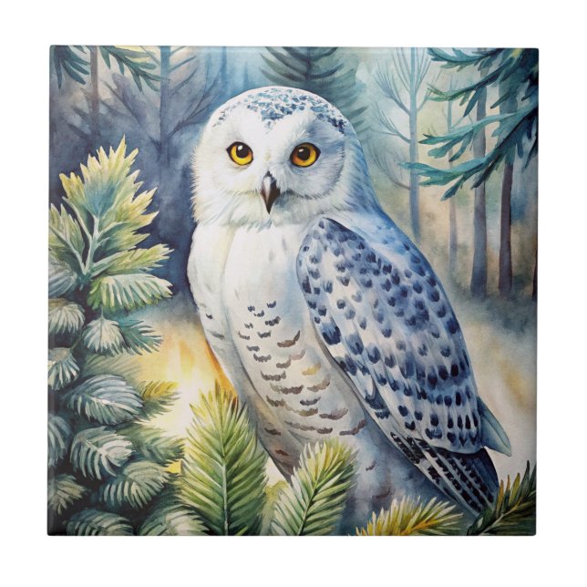 Lovely Snowy Owl Tile (Front)