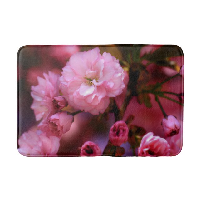 Lovely Spring Pink Cherry Blossoms Bath Mat (Front)