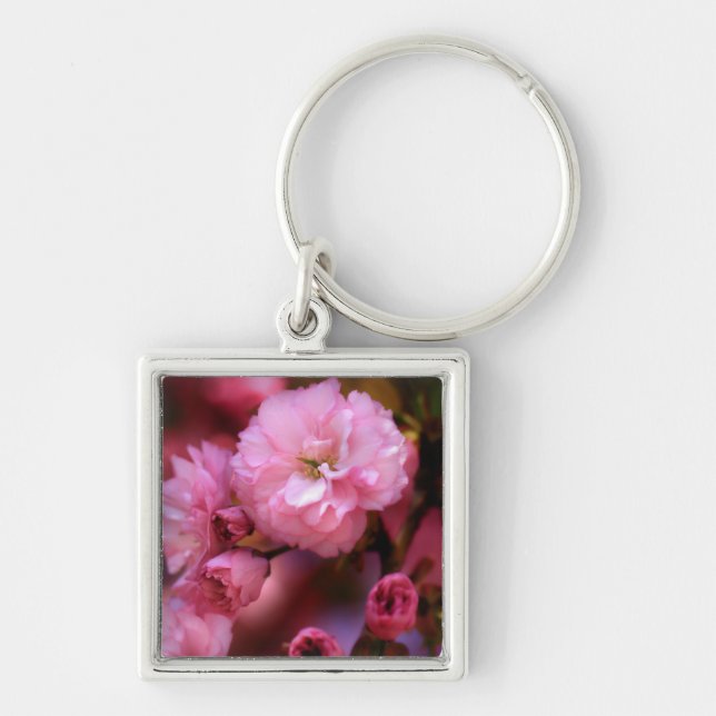 Lovely Spring Pink Cherry Blossoms Key Ring (Front)
