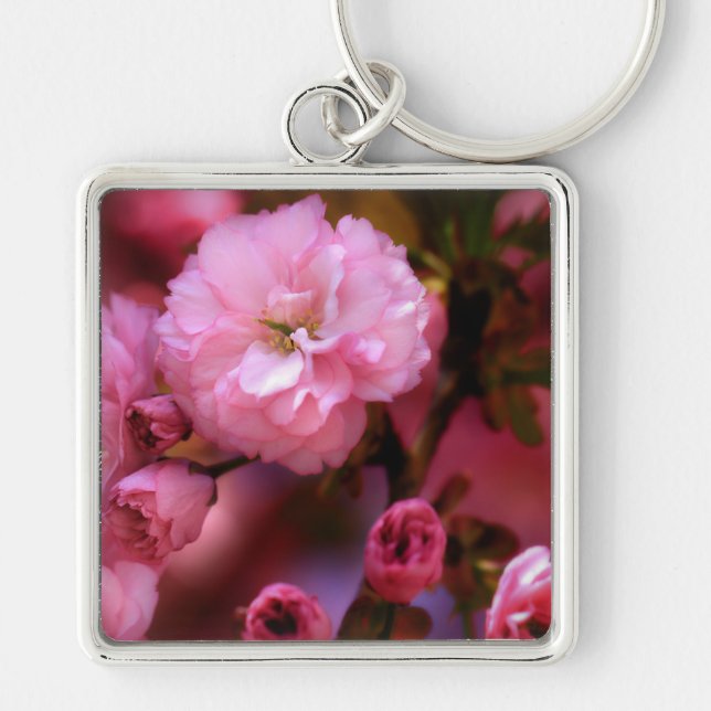 Lovely Spring Pink Cherry Blossoms Key Ring (Front)