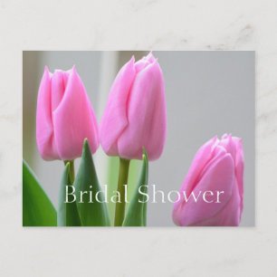 lovely spring pink tulip flower bridal shower invitation postcard