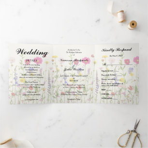 Lovely Springtime Wedding Tri-Fold Invitation