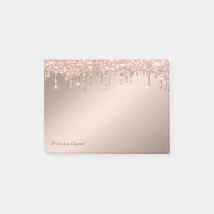 Lovely Stylish Elegant Rose Gold Glitter Drips Post-it Notes