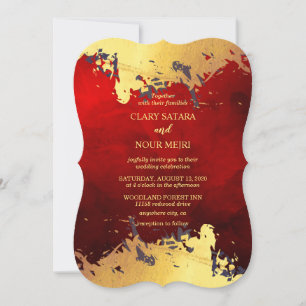 Lovely, stylish red and gold romance invitation