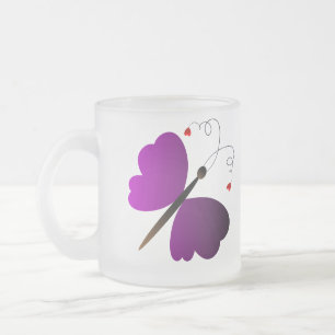Lovely summer butterflies design frosted glass coffee mug