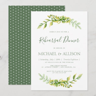Lovely summer green reherseal dinner invitation