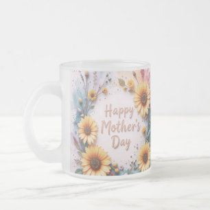 Lovely Sunflowers 3D Mother's Day Frosted Glass Coffee Mug