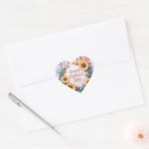 Lovely Sunflowers 3D Mother's Day Heart Sticker